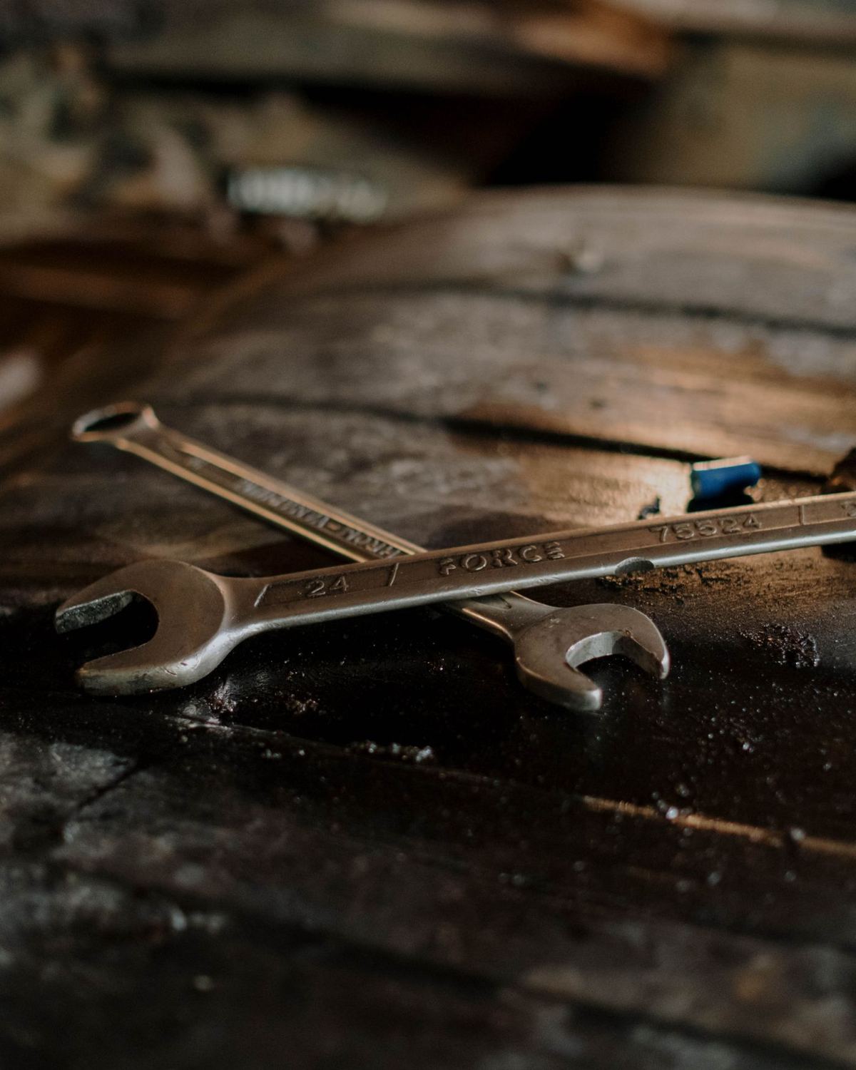 Spanners on a workbench