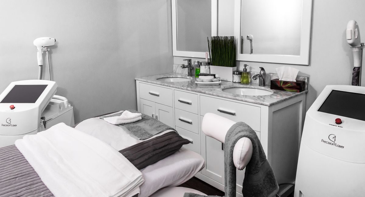 A treatment room set up for a facial