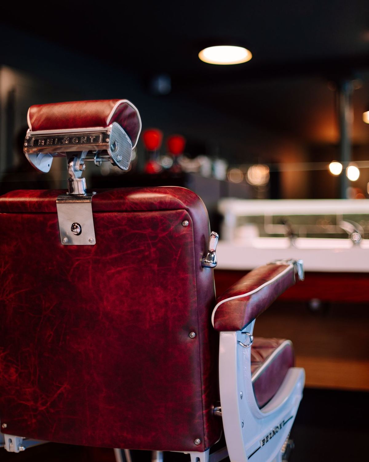 A classic leather barber's chair